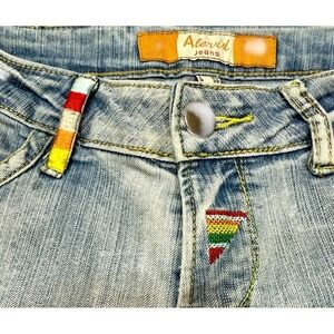 Rare Alevìd Jeans A&D Light Wash Straight Leg Low Rise Rainbow Trim Y2K Boho 6